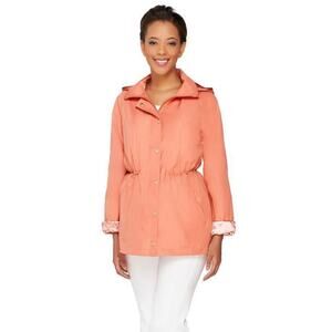 Dennis by Dennis Basso Womens Jacket 2X Water-Resistant Detach Hood Lightweight